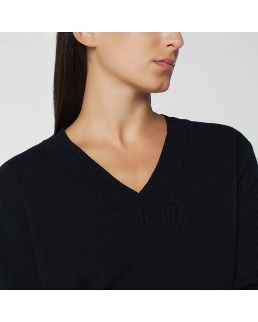 Rohe Black Wool Sweater With Double V-Neck