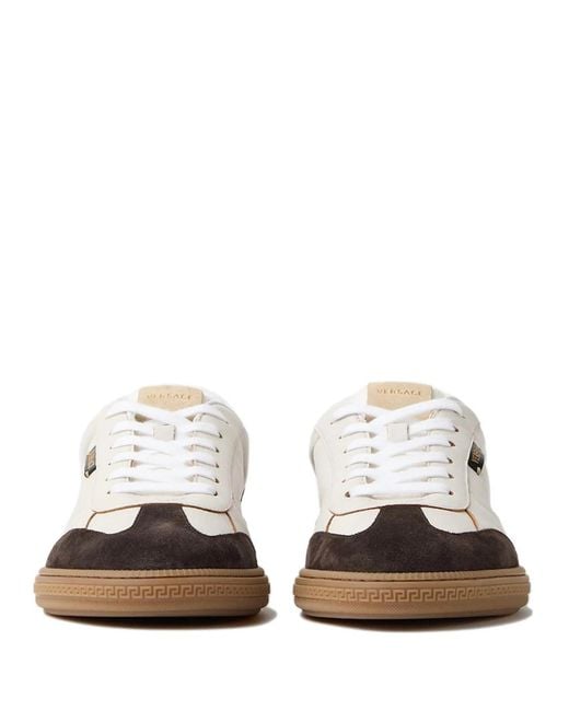 Versace White Greca Court Sneakers for men