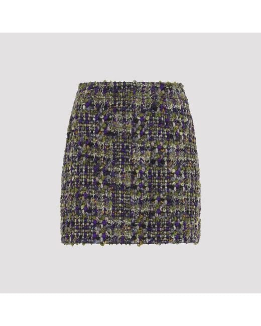 Saint Laurent Gray Kaki Verttweed Mini Skirt