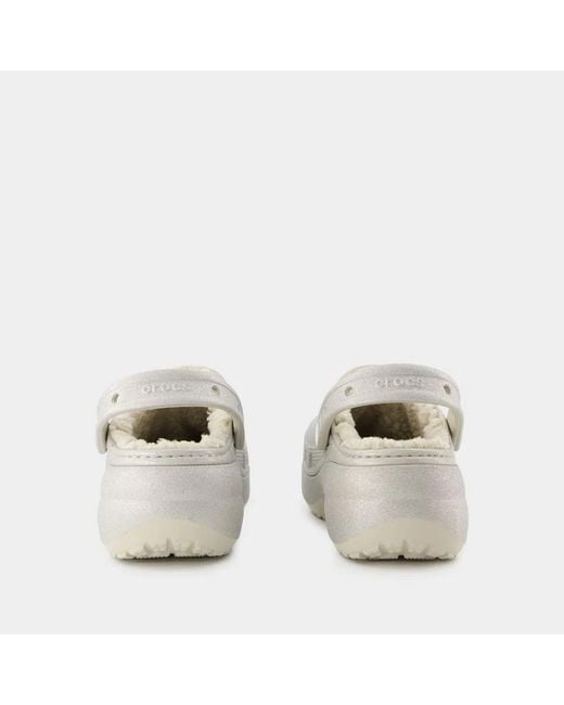 CROCSTM White Classic Platform Glitter Sandals