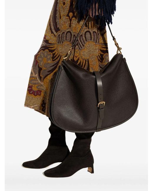 Etro Black Buckle-Fastening Extra-Large Leather Shoulder Bag