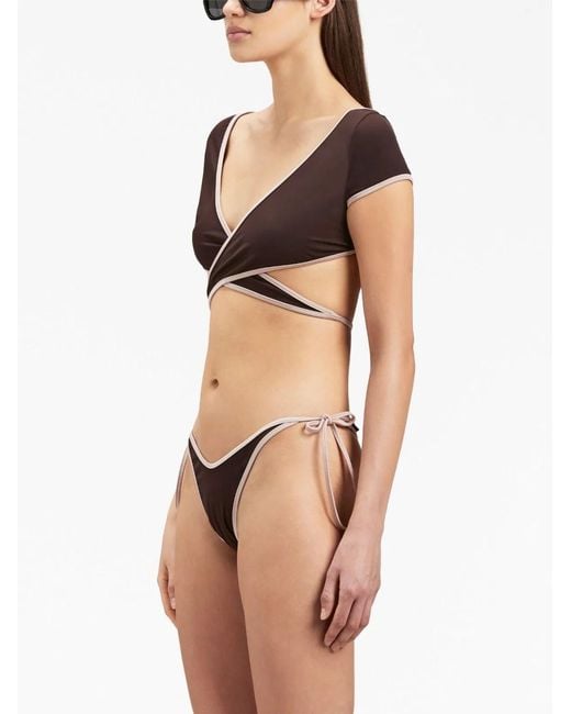 Palm Angels Red Cap-Sleeves Bikini Top