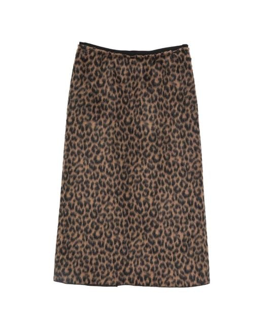 Alysi Brown Wool Midi Skirt