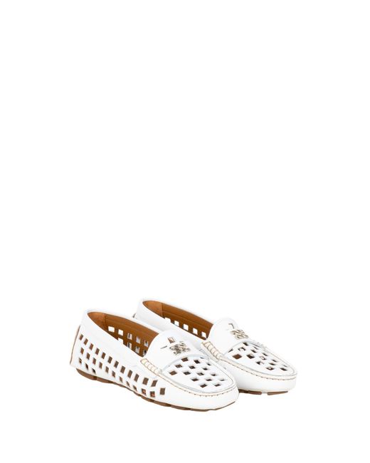 Casadei White Leather Strap Moccasins