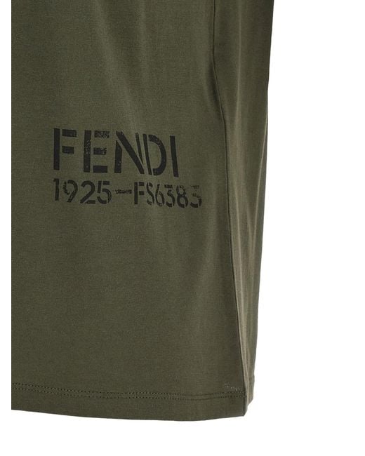Fendi Green T-Shirt With 'Stencil' Print