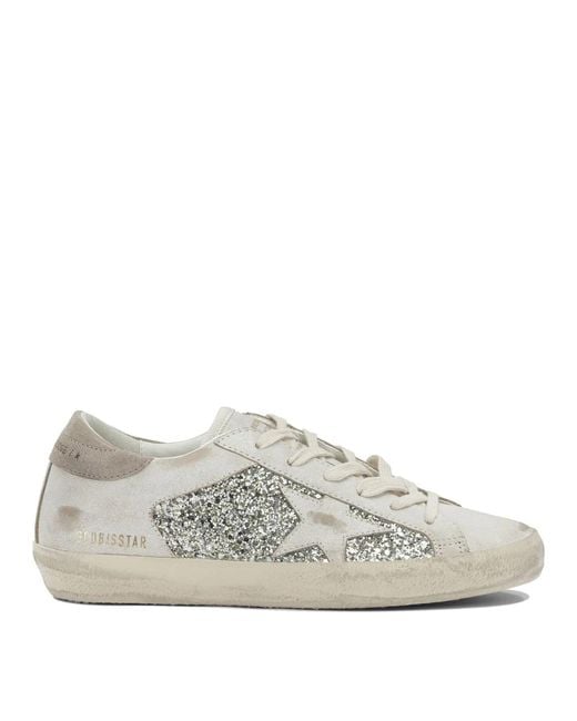 Golden Goose Deluxe Brand White Super-Star Glitter Sneakers