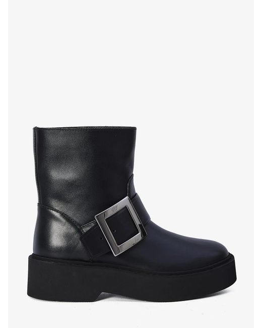 Roger Vivier Black Viv Rangers High Met Bikers Bootie