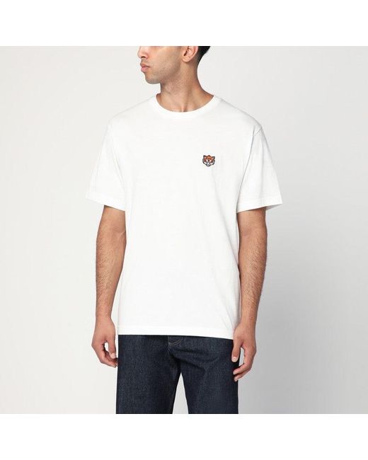 KENZO White Cotton T-Shirt With Logo Patch for men