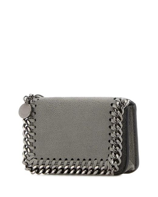 Stella McCartney Gray Falabella Card Holder Eco Shaggy Deer W/Ruthenium