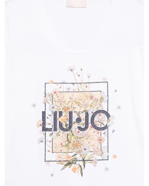 Liu Jo White Print Cotton Tee Shirt