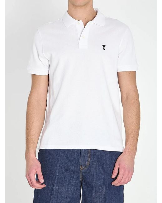 AMI White Ami De Coeur Polo for men