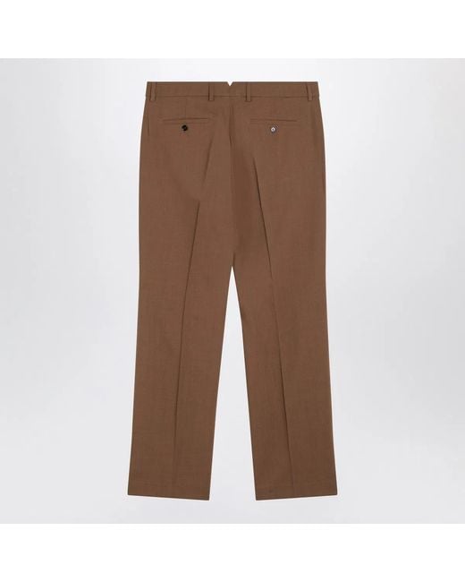 AMI Brown Hazelnut Wool Trousers for men