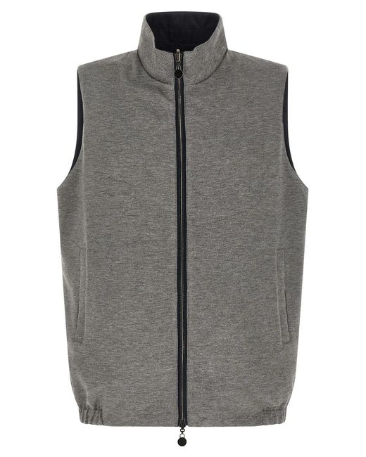 Kiton Blue Double Face Nylon Vest for men