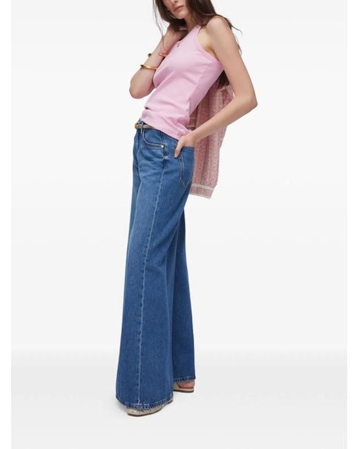 Liu Jo Blue Washed Denim Jeans Wide Leg