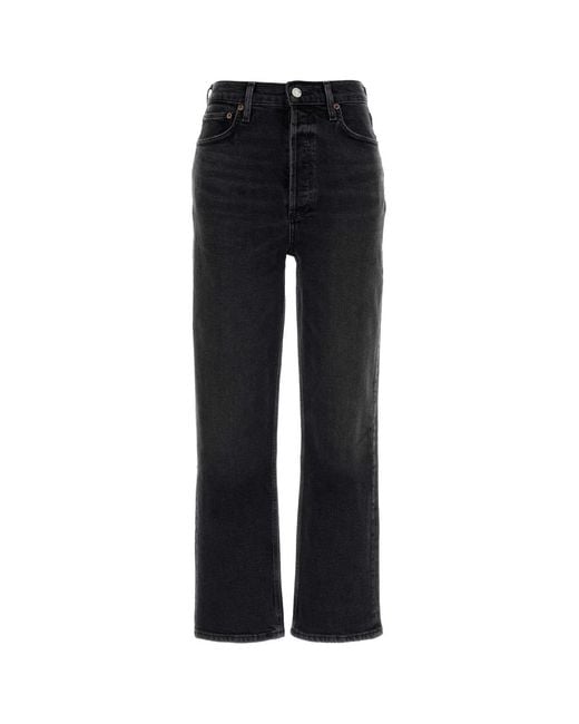 Agolde Black 90's Pinch Waist Crop
