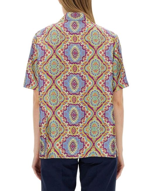Etro Red Printed Silk Shirt