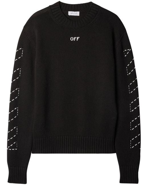 Off-White c/o Virgil Abloh Black Cotton Crew-Neck Sweater for men