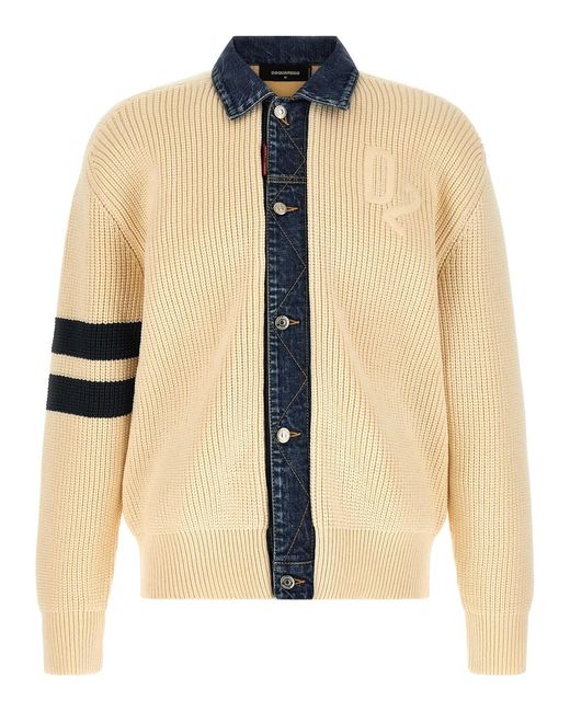 DSquared² Natural 'Denim Mix D2' Cardigan for men