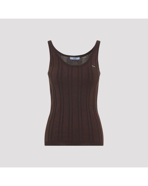 Prada Brown Cotton Blend Tank Top