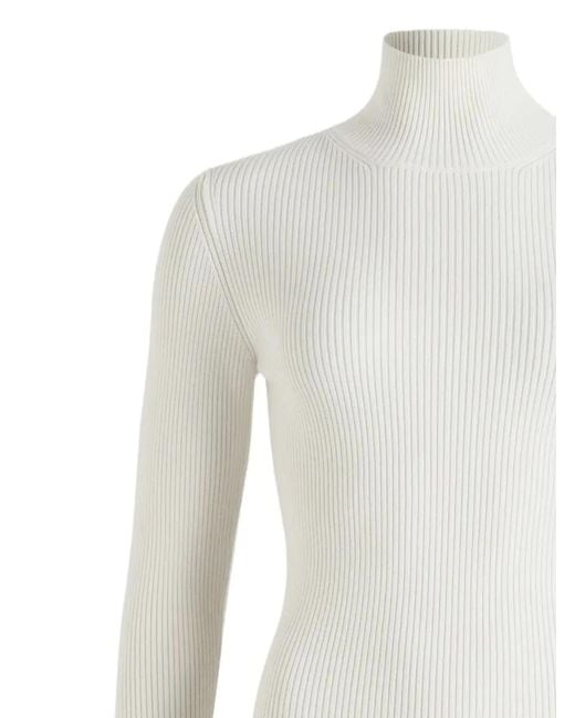 Patou White Rib Turtle Neck Jumper