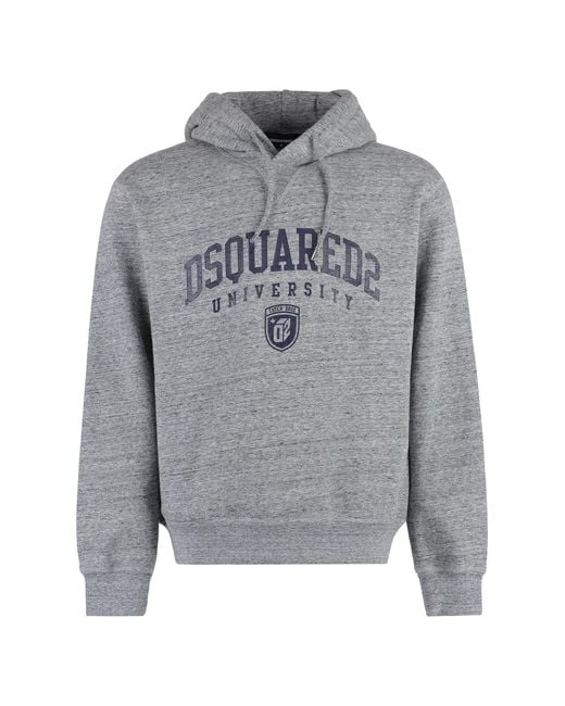 DSquared² Gray Logo Print Hoodie for men