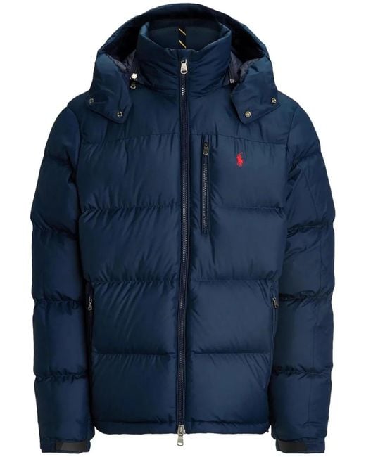 Polo Ralph Lauren Blue Gorham Down Jacket With Detachable Hood for men