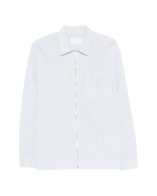 Prada White Striped Shirt With Full Zip for men