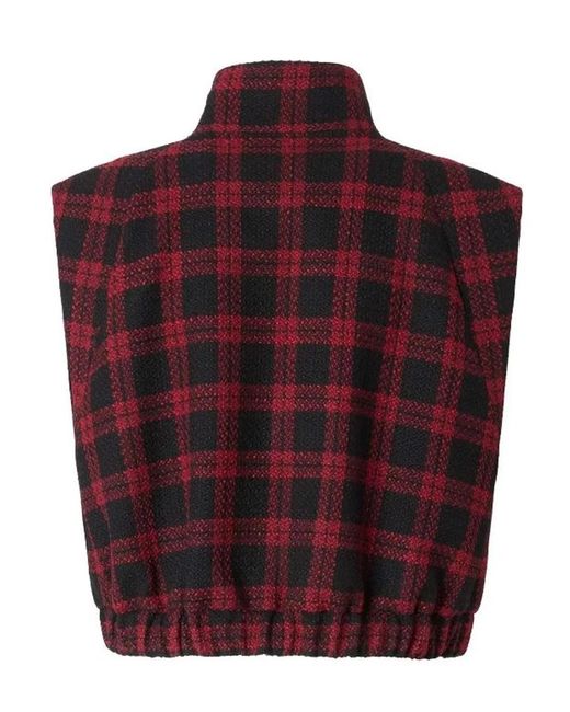 Pinko Red Check Sleeveless Jacket