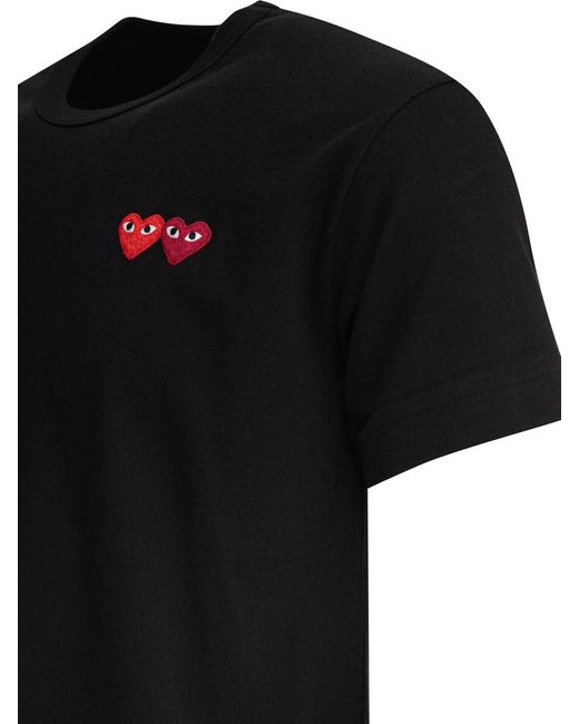 COMME DES GARÇONS PLAY Black "Double Heart" Crewneck T-Shirt for men