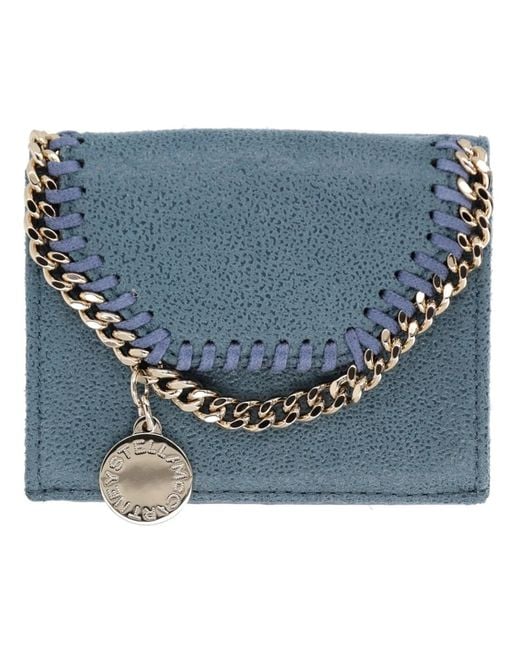 Stella McCartney Blue Light Falabella Trifold Wallet With Chain