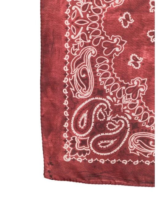 Golden Goose Deluxe Brand Red "Golden Foulard Paisley" Print Silk for men