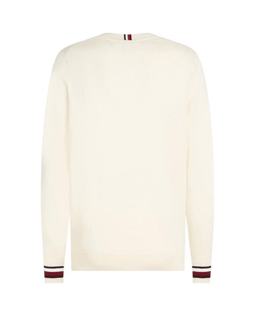 Tommy Hilfiger Natural Global Stripe Pullover With Logo for men