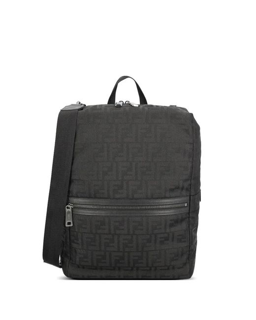 Fendi Black Lui Ff Nylon Backpack for men
