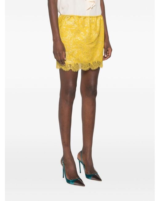 Saint Laurent Yellow Laced Mini Skirt