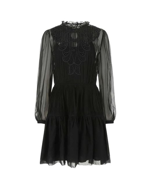 Alberta Ferretti Black Chiffon Mini Dress
