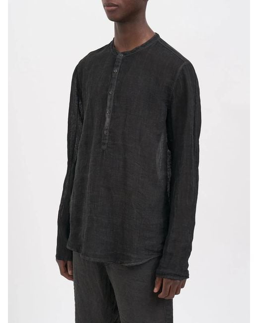 Poeme Bohemien Black Linen Kaftan Shirt for men