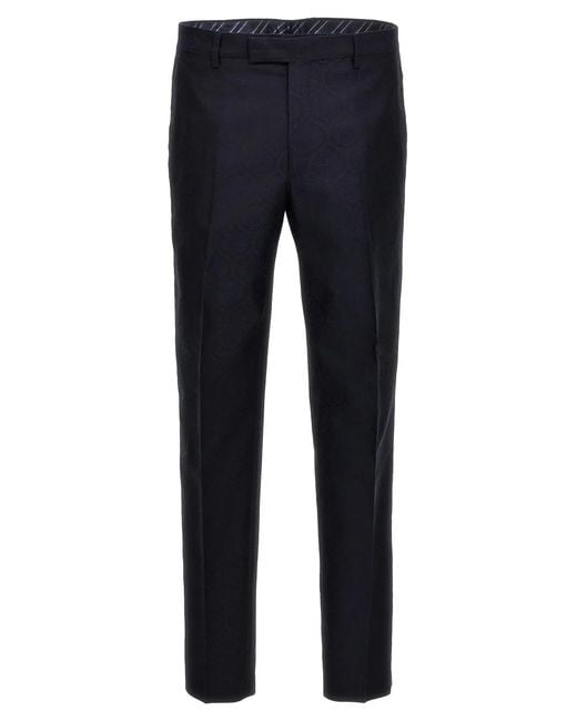 Etro Blue Jacquard Pants for men