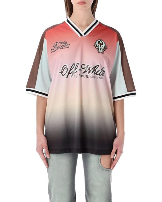 Off-White c/o Virgil Abloh Red Gradient Soccer Jersey