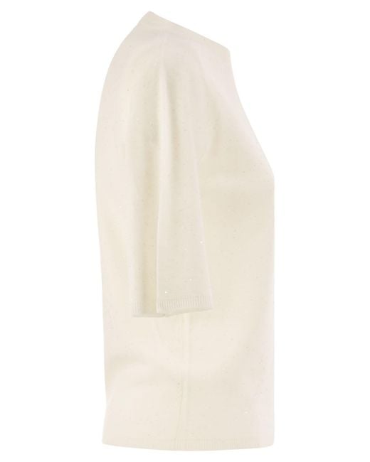 Fabiana Filippi White Virgin Wool Jumper With Micro Sequins
