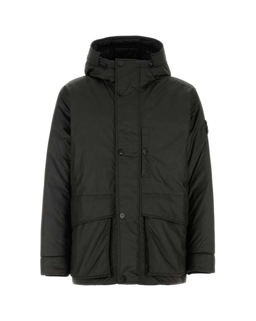 Stone Island Black Nylon And Polyester Parka for men