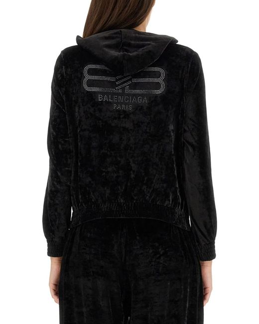 Balenciaga Black Bb Paris Zippered Sweatshirt