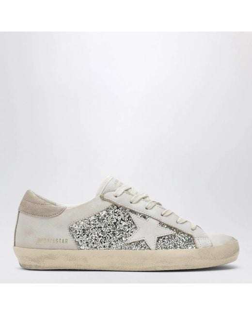 Golden Goose Deluxe Brand White Platinum Glitter Super-Star Sneakers