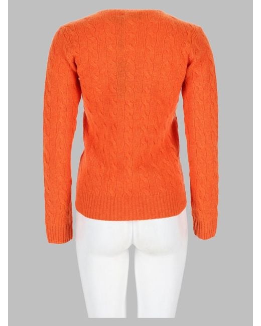 Polo Ralph Lauren Orange Cable-Knit Wool-Cashmere Sweater