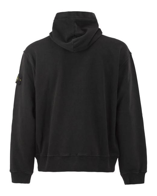 Stone Island Black Oversized Hoodie With Raglan Sleeves for men