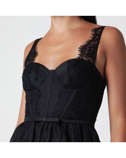 Zimmermann Black Valiant Silk And Linen Midi Dress