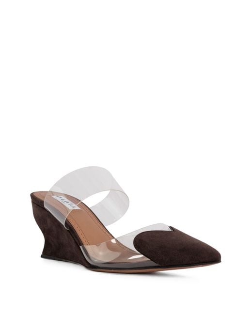 Alaïa Brown Alaia Transparent-Panel Wedge Mules