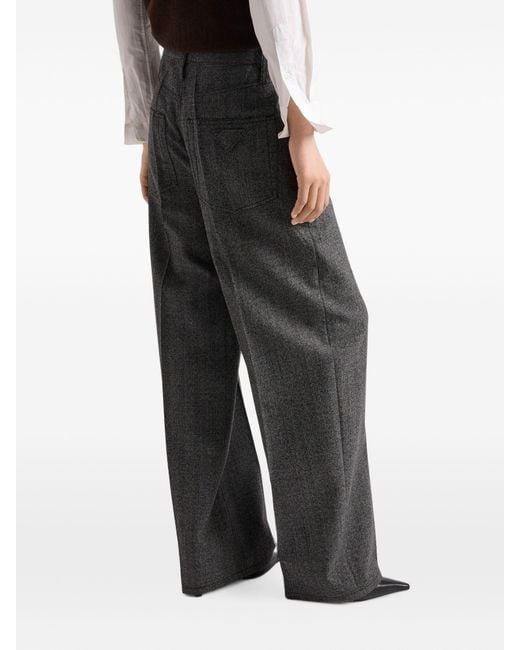 Prada Gray Mouliné Wool Pants