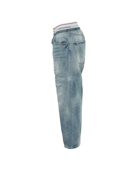 DSquared² Blue Cotton 5 Pockets Pants for men
