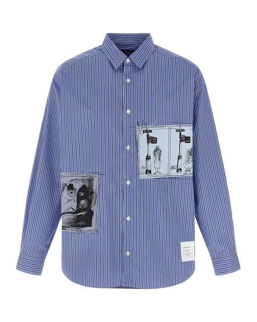 Comme Des Garçons Homme Blue Patch Striped Shirt for men