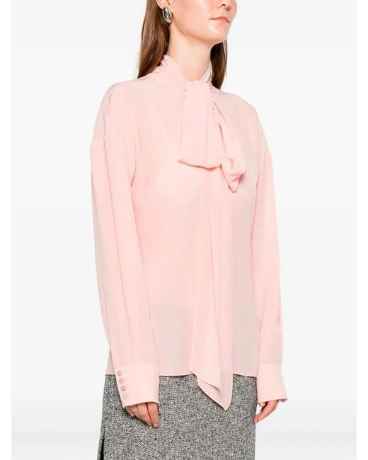 Gucci Pink Crepe De Chine Bio Silk Shirt